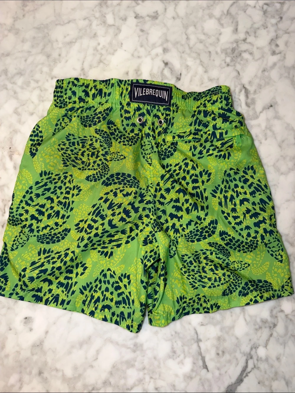 Vilebrequin Green and Navy Leopard-Print Kids Swim Trunks 8Y